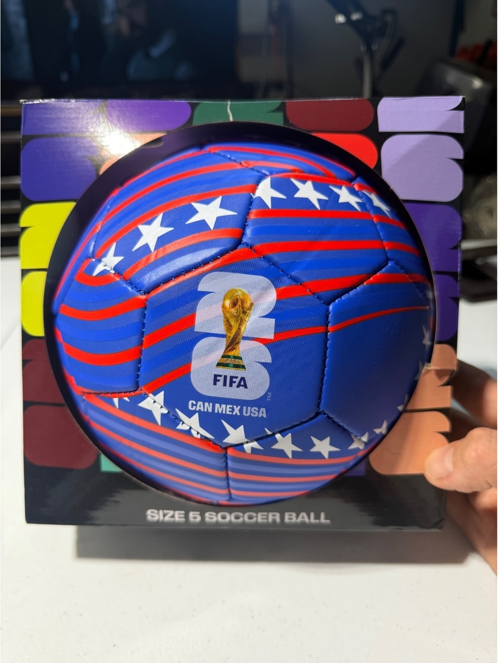 FIFA World Cup Size 5 Soccer Ball Red Blue White